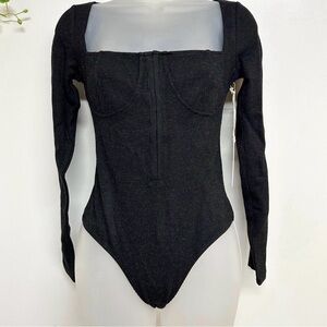 Capulet black ribbed bodysuit, women’s size small, new with tags